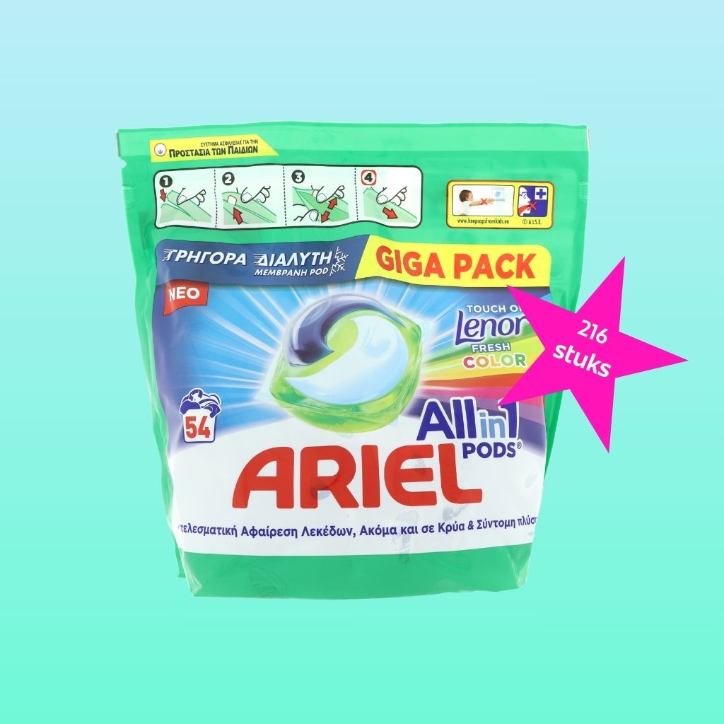Super Deal = Ariel Touch of Lenor Fresh Color 216 stuks