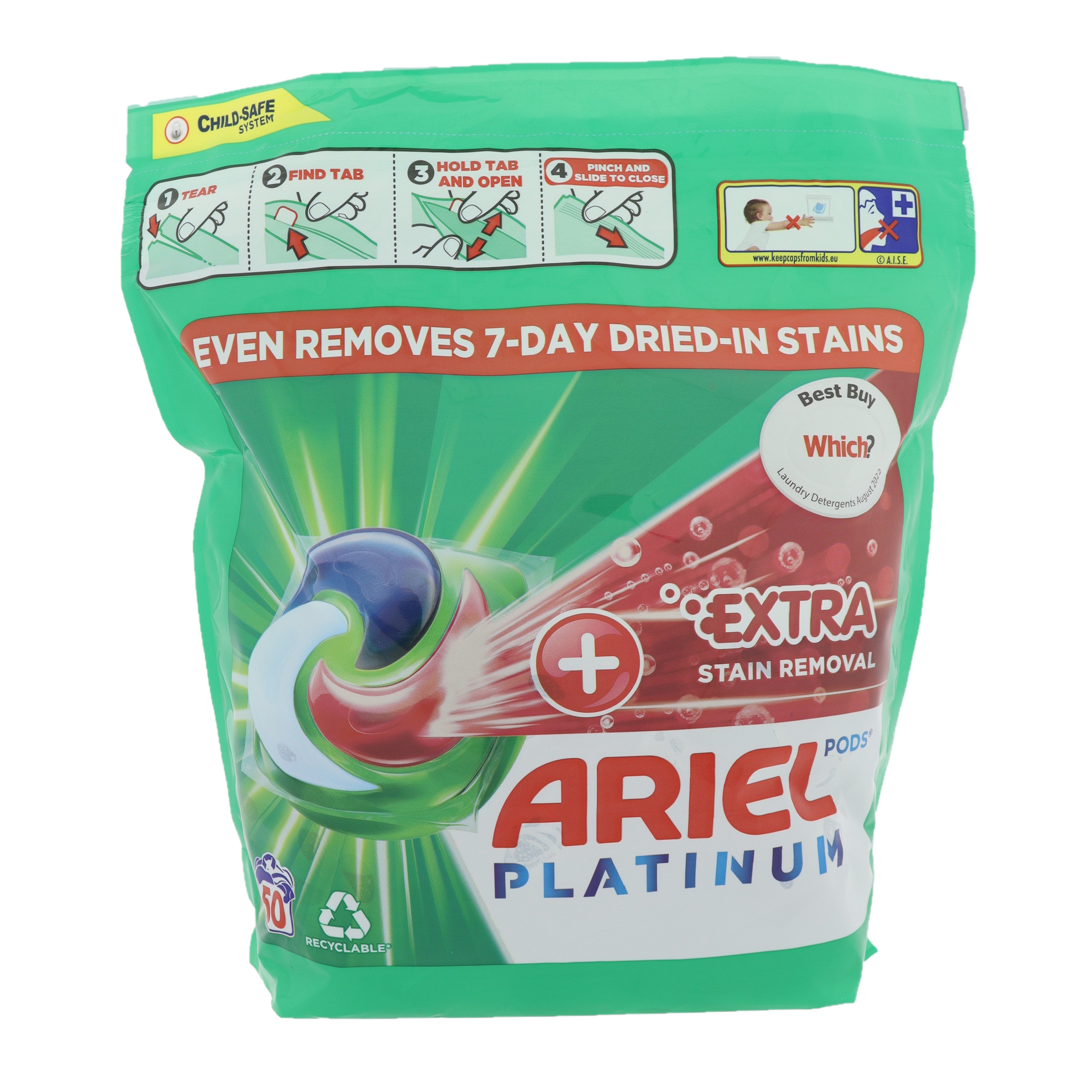 Ariel Extra Stain Removal Platinum Pods 50 stuks