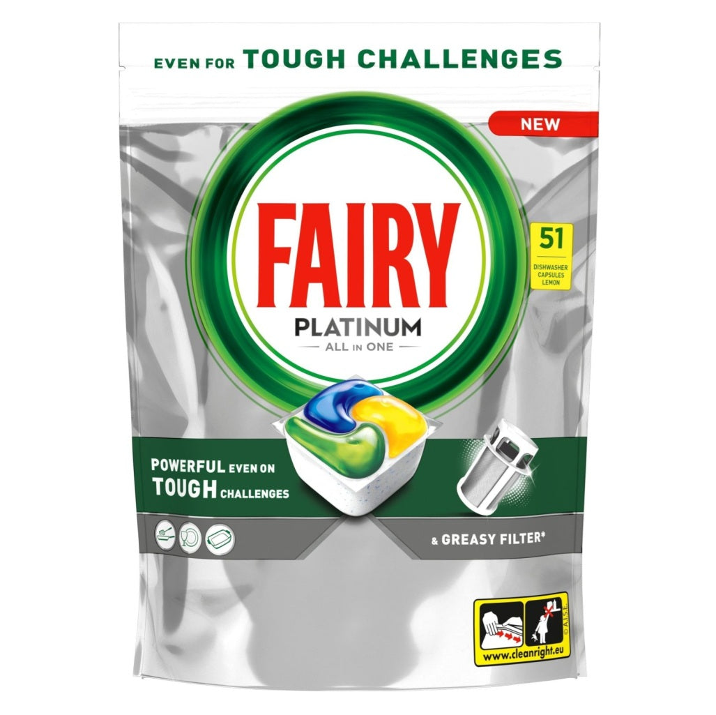 Fairy Platinum All in One Lemon vaatwastabletten 51 stuks