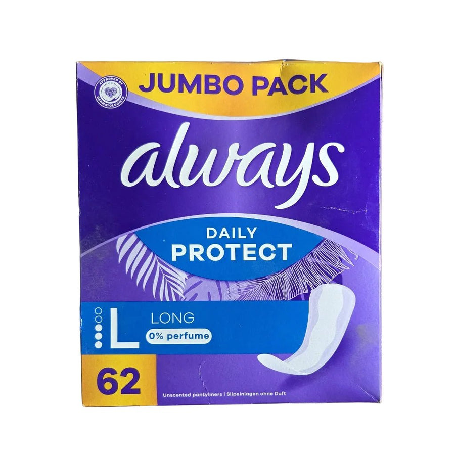 Always Daily Protect L Long 0% Perfume 62 stuks -Maandverband- PrijzenStorm.nl