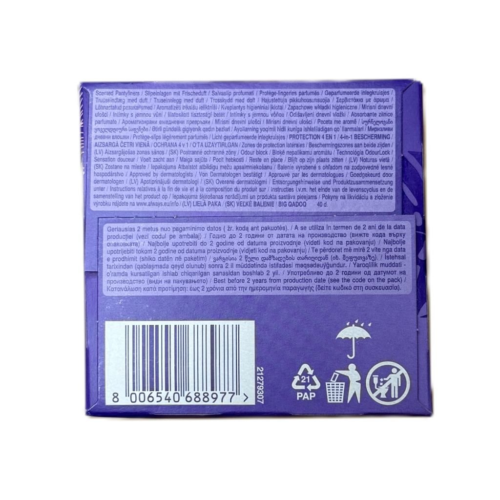 Always Daily Protect XL Extra Long Odour Lock 40 stuks - Maandverband - PrijzenStorm.nl