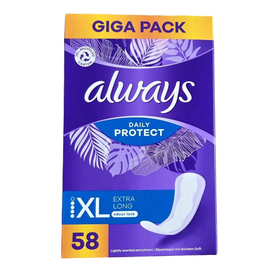 Always Daily Protect XL Extra Long Odour Lock 58 stuks -Maandverband- PrijzenStorm.nl