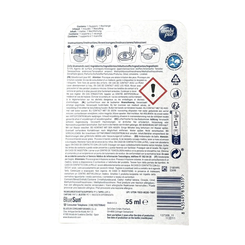 Ambi Pur Fresh Water & Mint Toiletblok Starterkit 55ml - Toilet reiniger - PrijzenStorm.nl
