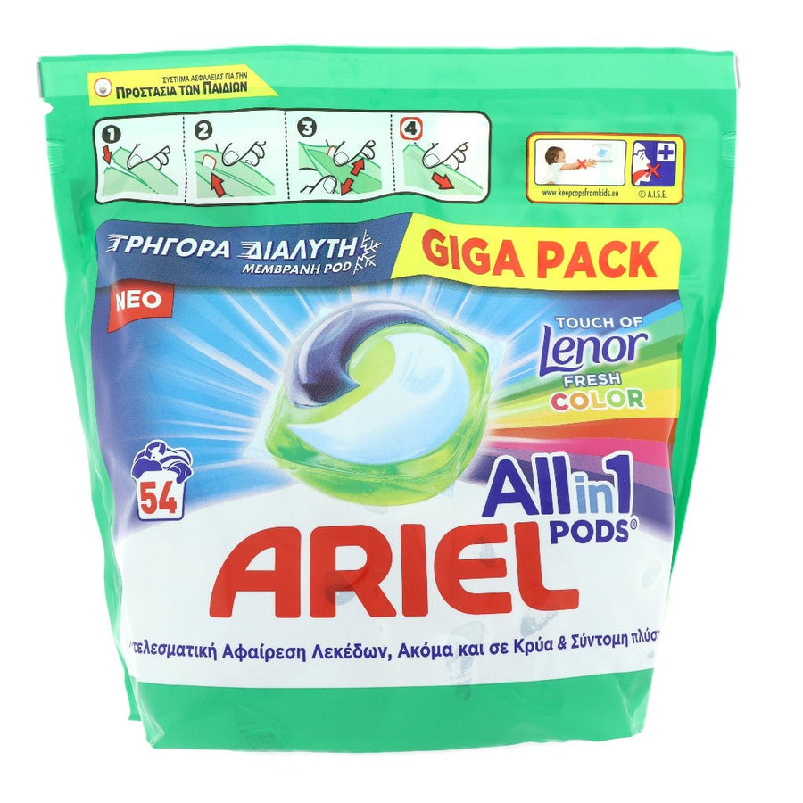 Ariel All-in-1 Pods Touch of Lenor fresh Color 54 stuks OP = OP -Pods- PrijzenStorm.nl