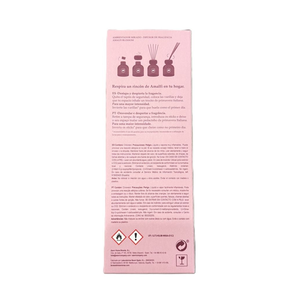 Asevi Amalfi Blossom geurstokjes 90ml - Geurstokjes - PrijzenStorm.nl