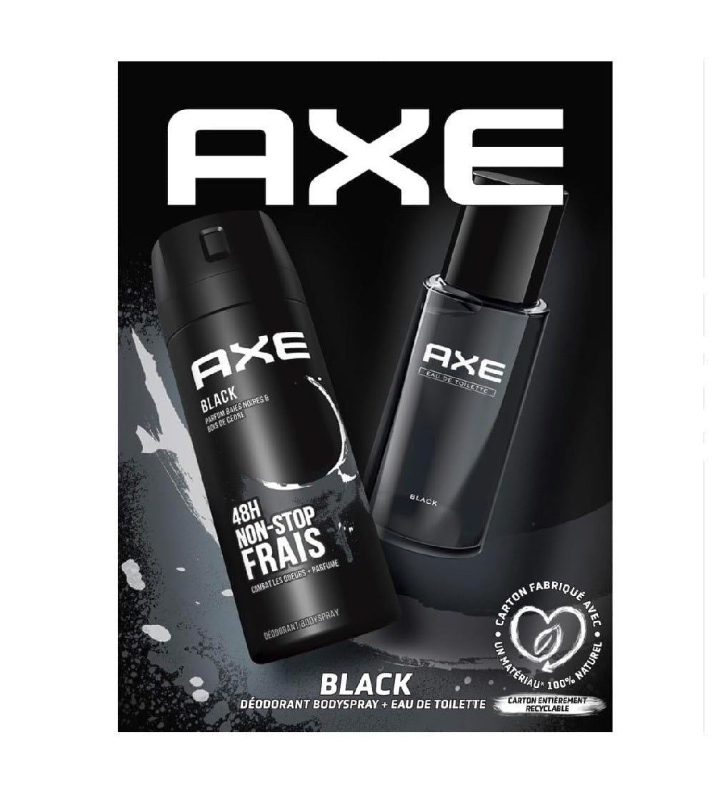 Axe Black Eau de Toillette 100ml + bodyspray 200ml Giftset -Aftershave- PrijzenStorm.nl