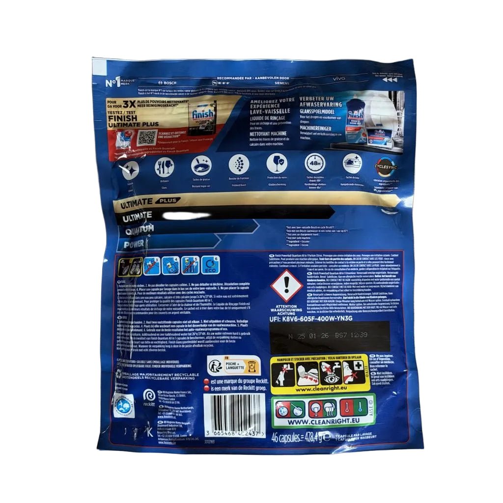 Finish Powerball Quantum Lemon vaatwastabletten 46 stuksFinishPrijzenStorm.nl