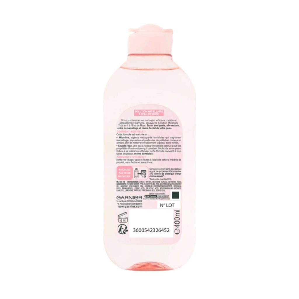 Garnier SkinActive Rozenwater Micellair water 400ml - Gezichtsreiniging - PrijzenStorm.nl