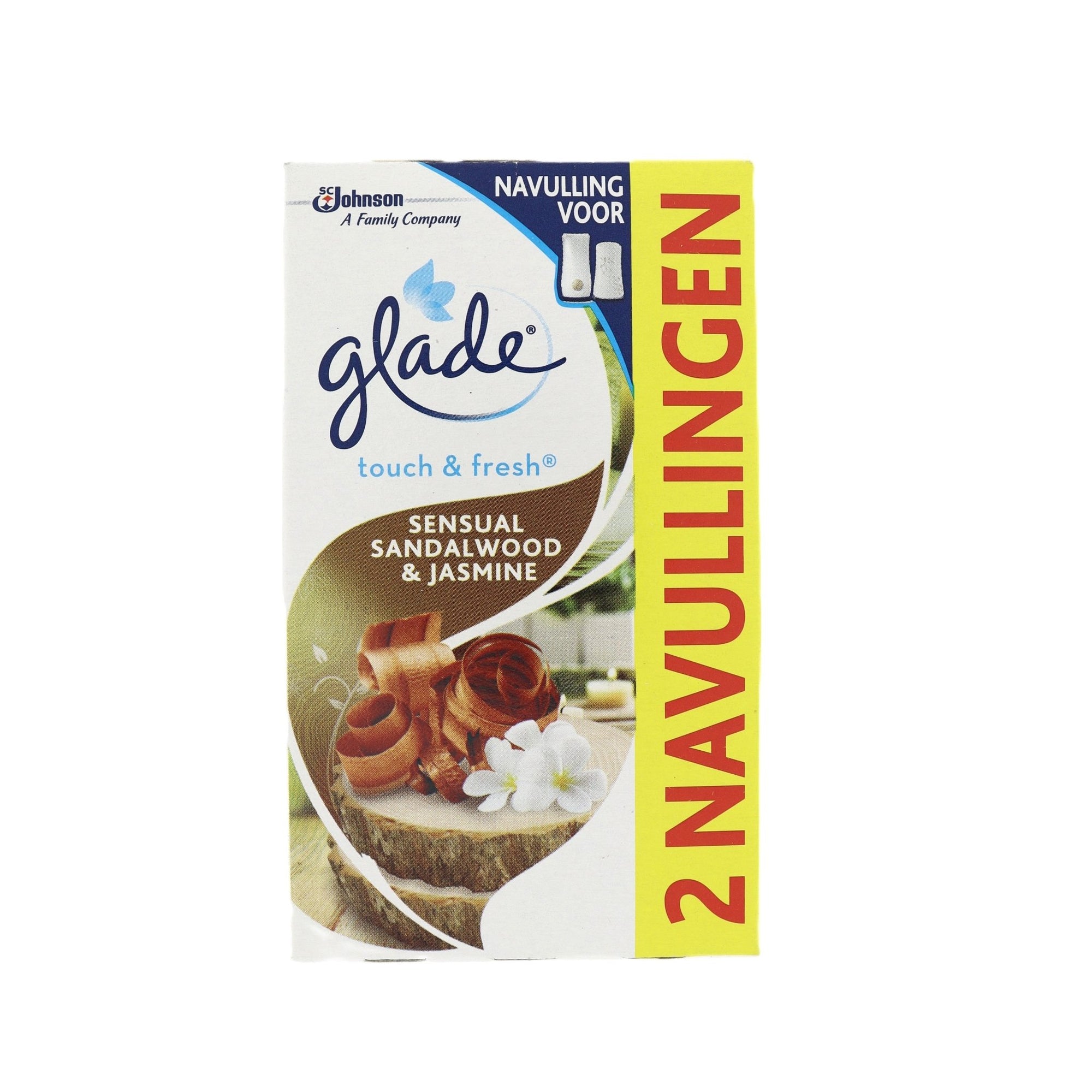 Glade Sensual Sandalwood & Jasmine Touch & Fresh navulling 2x10ml - Luchtverfrisser - PrijzenStorm.nl