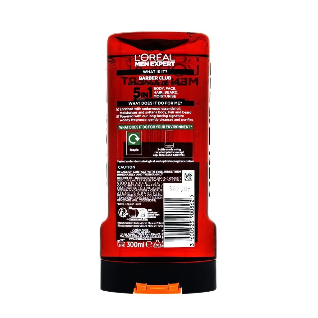 L'Oréal Men Expert BarberClub Body, Hair & Beard Wash 300ml - Douchegel - PrijzenStorm.nl