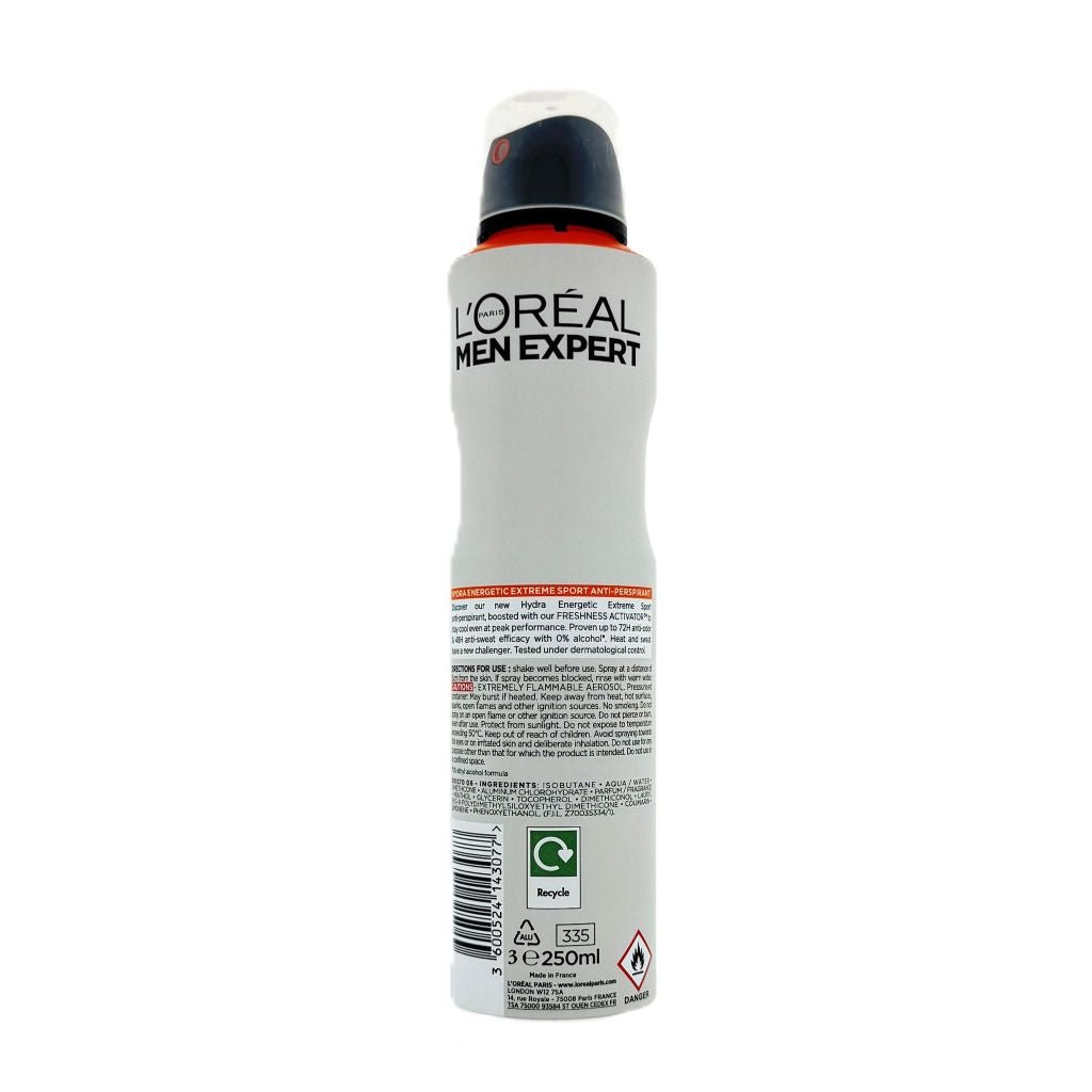 L'Oréal Men Expert Hydra Energetic deodorant spray 250ml - Deodorant - PrijzenStorm.nl