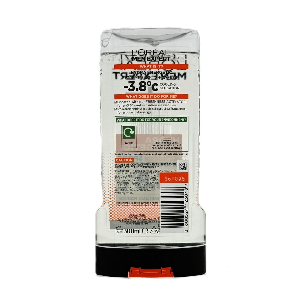 L'Oréal Men Expert Hydra Energetic Extreme Sport Body, Face, Hair & Beard Wash 300ml - Douchegel - PrijzenStorm.nl