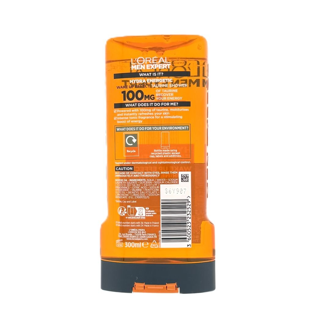 L'Oréal Men Expert Hydra Energetic Taurine Shower Body, Face, Hair Wash 300ml - Douchegel - PrijzenStorm.nl