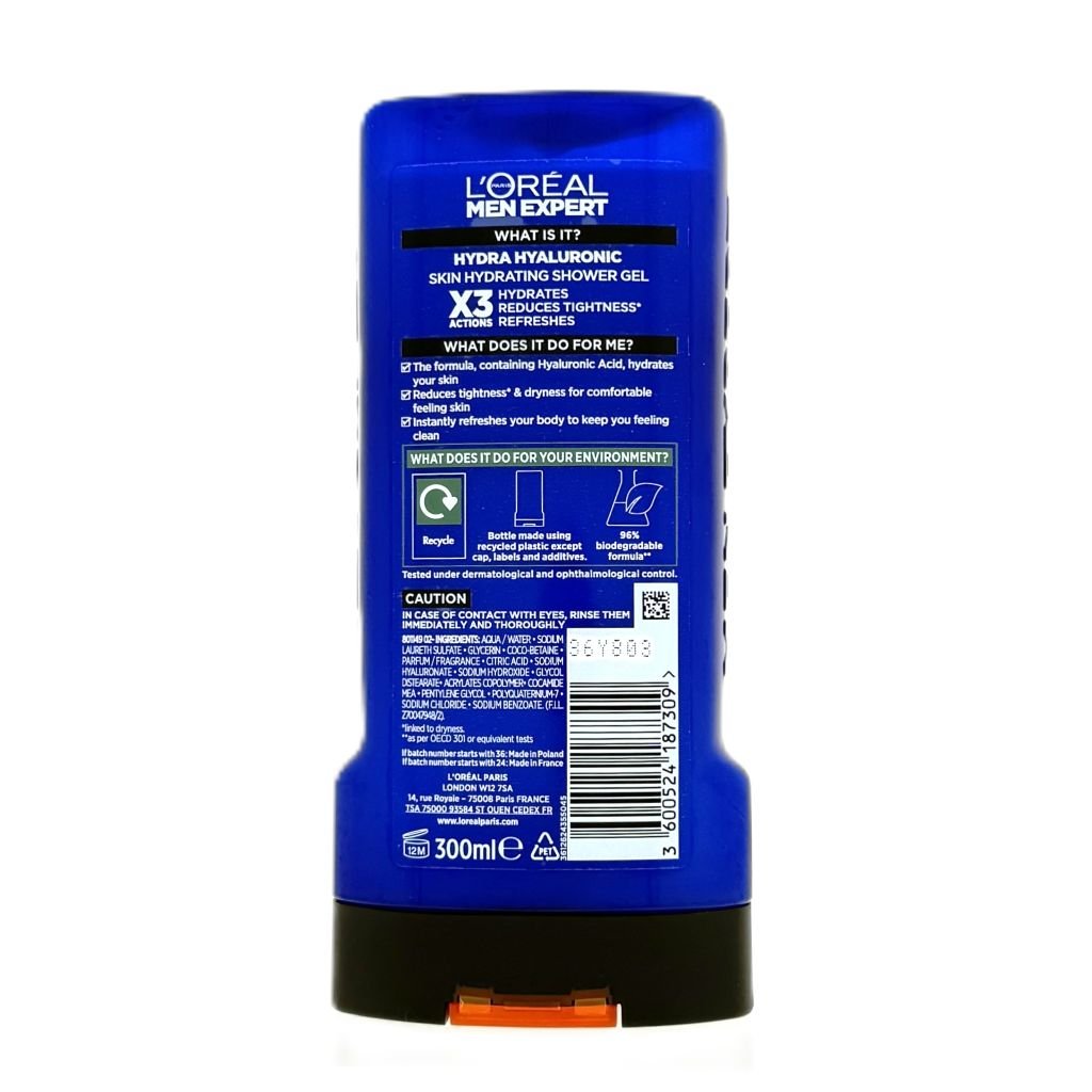 L'Oréal Men Expert Hydra Hyaluronic showergel 300ml - Douchegel - PrijzenStorm.nl
