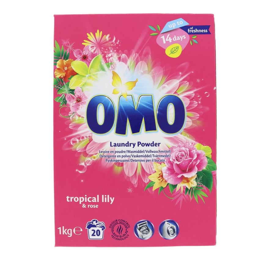 Omo Tropical Lily & Rose waspoeder 1kg 20 wasbeurten - Wasmiddel - PrijzenStorm.nl