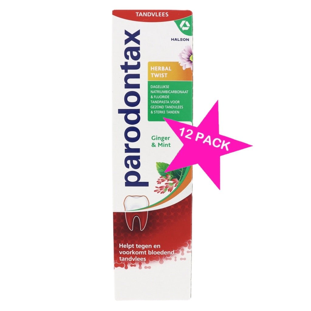 PARODONTAX 12PACK Herbal Twist Ginger & Mint tandpasta 75ml - Tandpasta - PrijzenStorm.nl