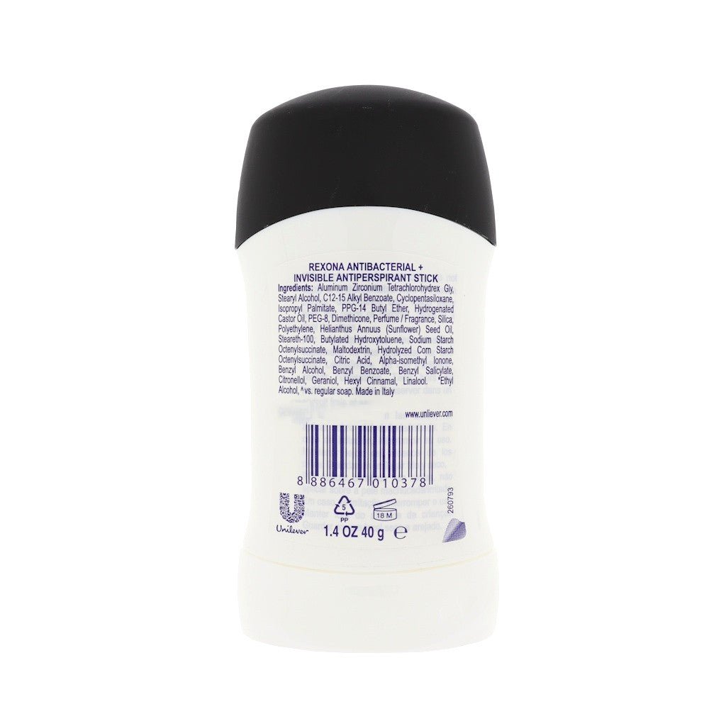 Rexona Invisible Antibacterial deodorant stick 40ml - Deodorant - PrijzenStorm.nl