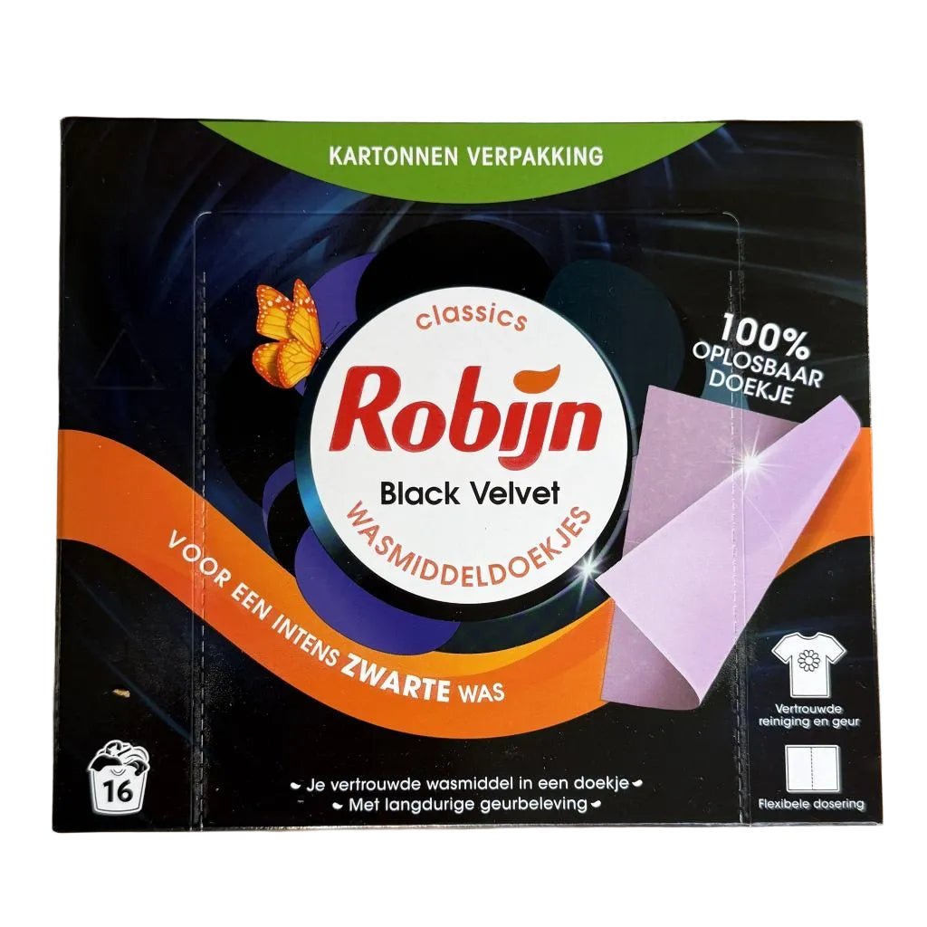 Robijn Black Velvet Wasmiddeldoekjes 16 stuks -Wasmiddel- PrijzenStorm.nl