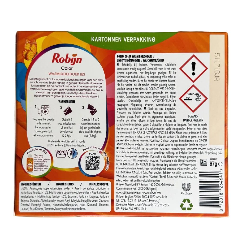 Robijn Color Wasmiddeldoekjes 16 stuks -Wasmiddel- PrijzenStorm.nl