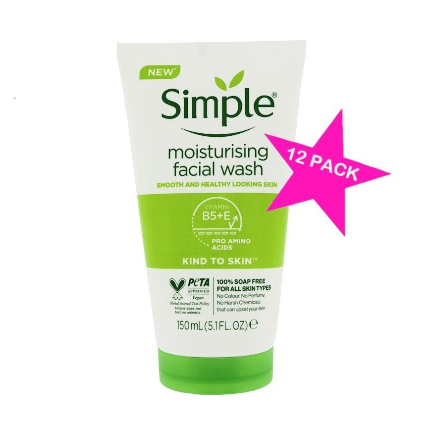 SIMPLE 12PACK Moisturising Facial Wash 150ml - Gezichtsreiniging - PrijzenStorm.nl