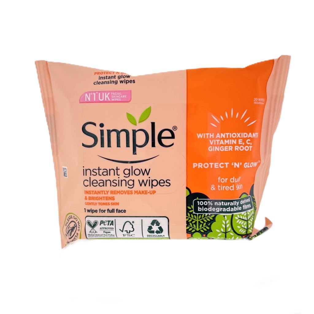 Simple Instant Glow Cleansing Wipes 20 stuks - Facial Wipes - PrijzenStorm.nl