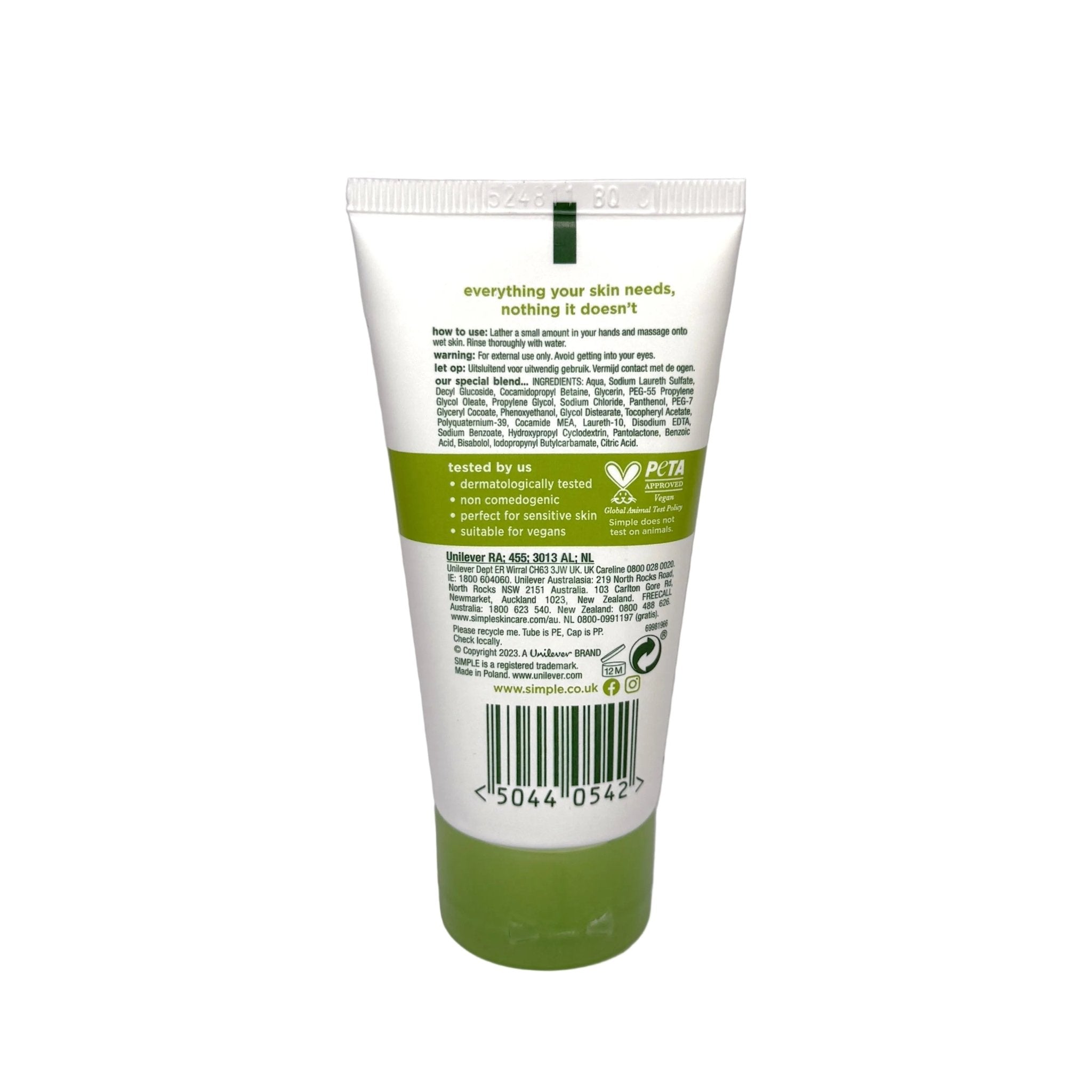 Simple Mini Moisturising Facial Wash 50ml - Gezichtsreiniging - PrijzenStorm.nl