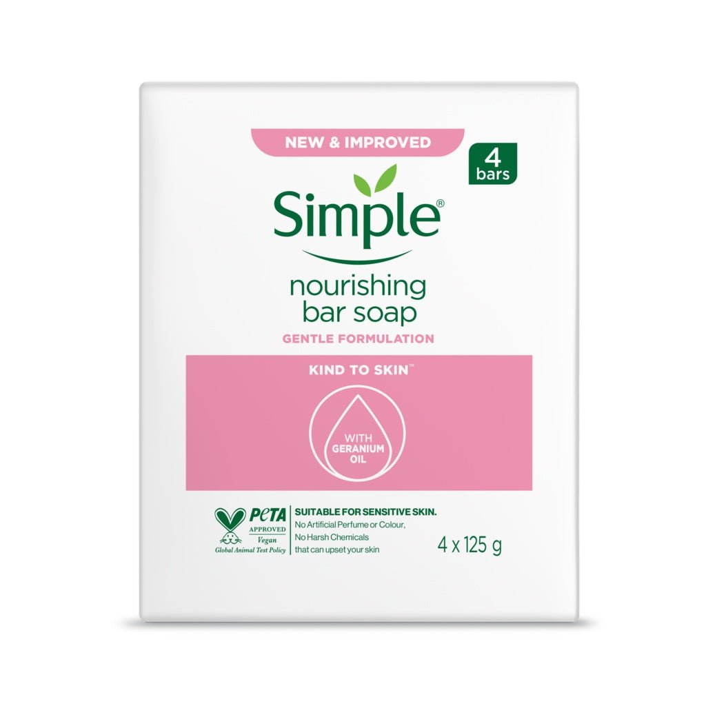Simple Nourishing bar soap 4x125gr - Zeepblokje - PrijzenStorm.nl