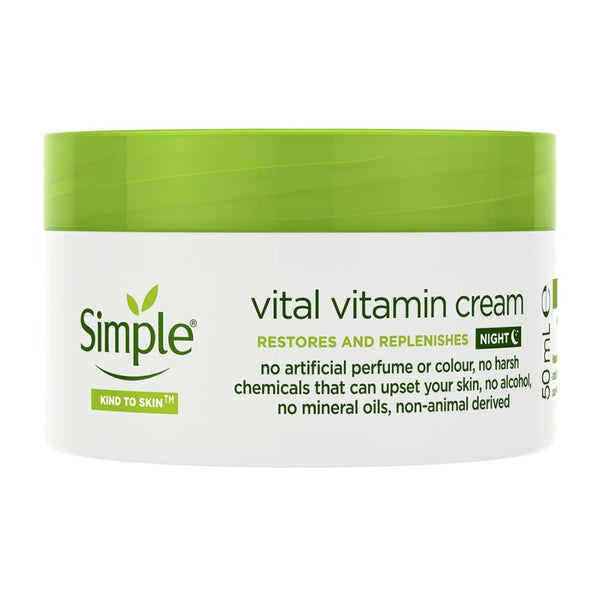 Simple Vital Vitamin Night Cream 50ml - Gezichtscrème - PrijzenStorm.nl