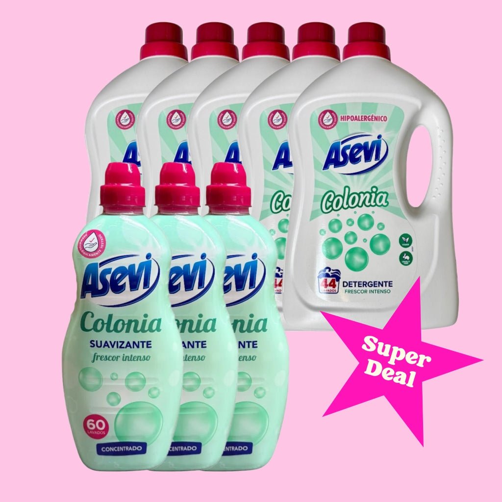 Super Deal = 5x Asevi Colonia wasmiddel 3x Asevi Colonia wasverzachter -Wasmiddel- PrijzenStorm.nl