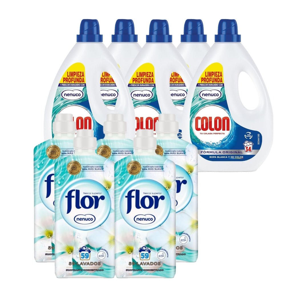 Super Deal = 5x Nenuco Colon wasmiddel 5x Nenuco flor wasverzachterNenucoPrijzenStorm.nl