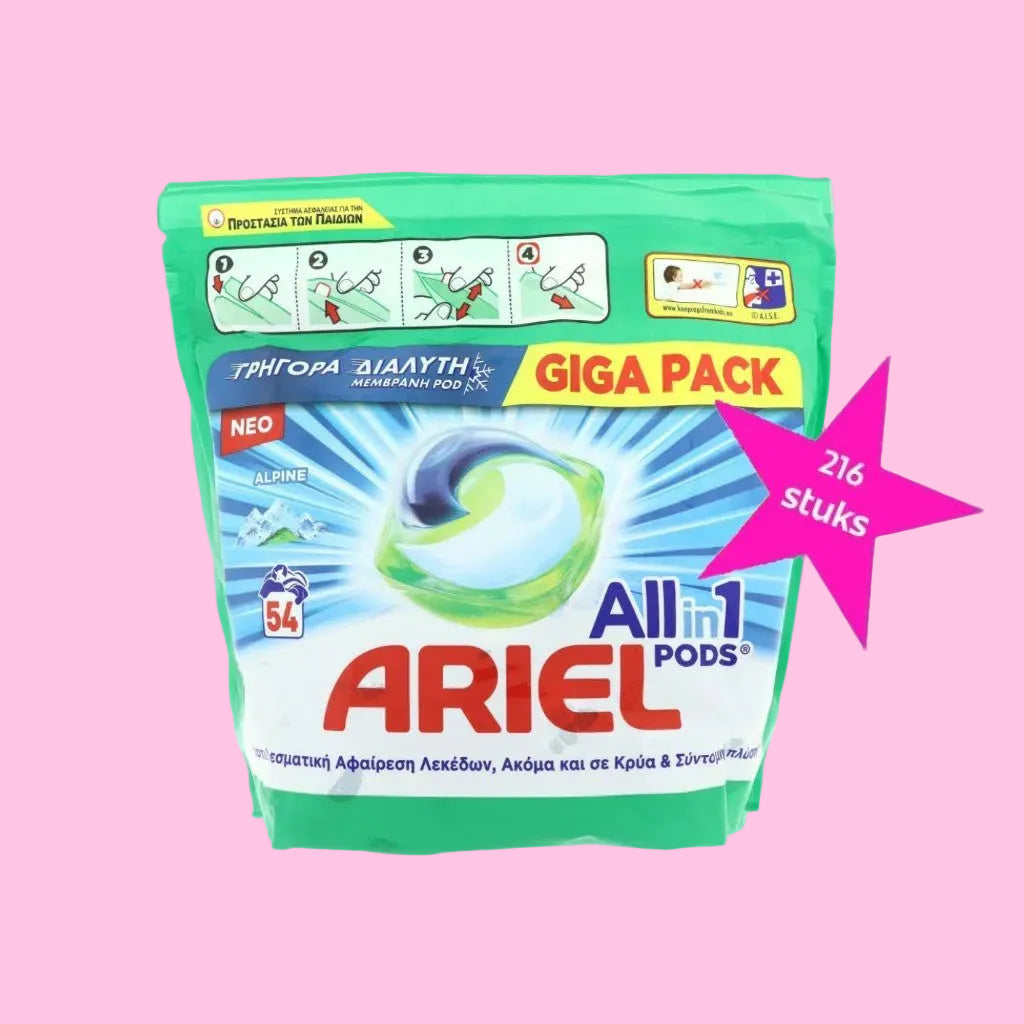 Super Deal = Ariel Alpine Pods 4X54 = 216 stuks - Pods - PrijzenStorm.nl