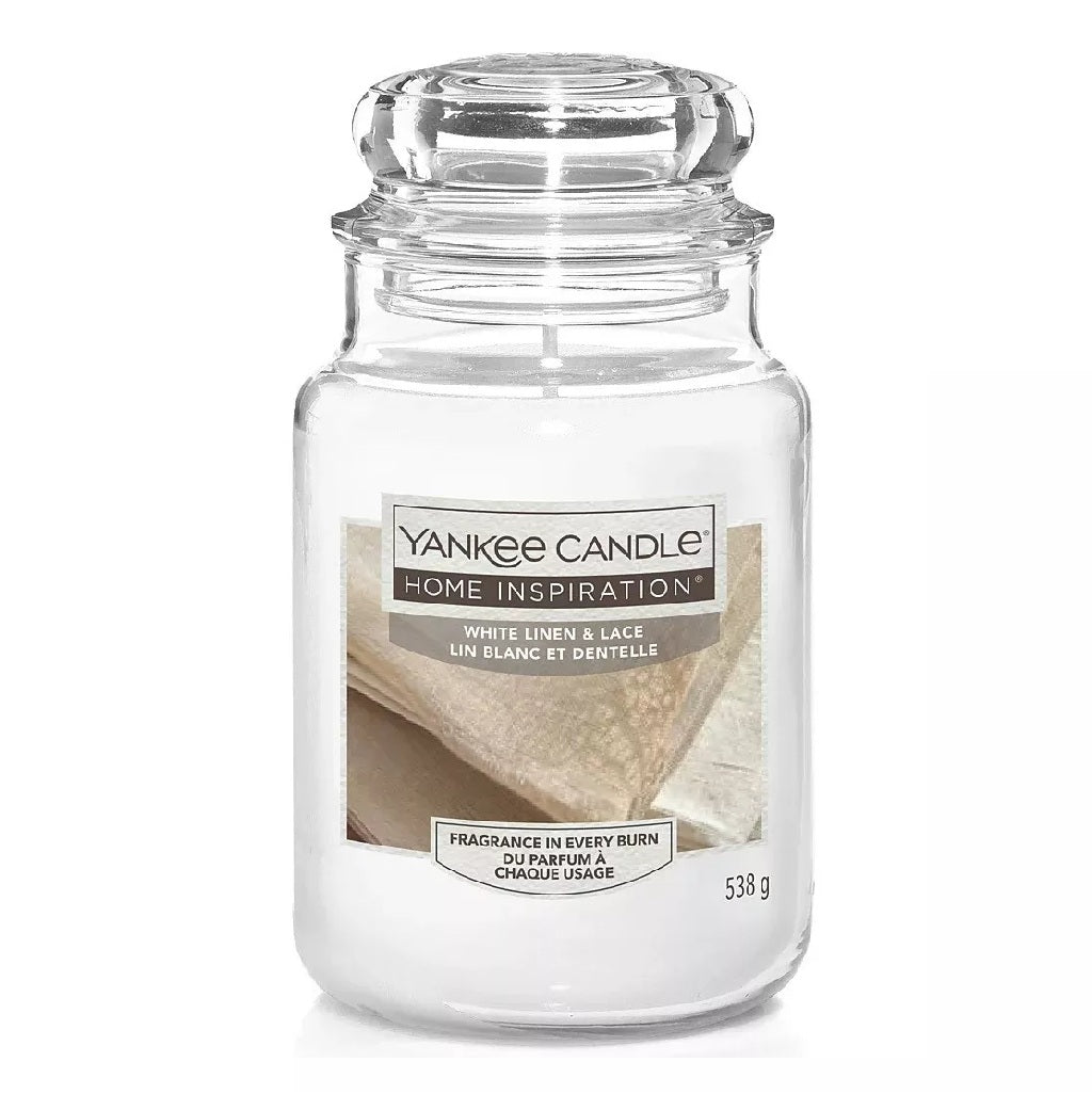 Yankee Candle White Linen & Lace 538g - Kaars - PrijzenStorm.nl