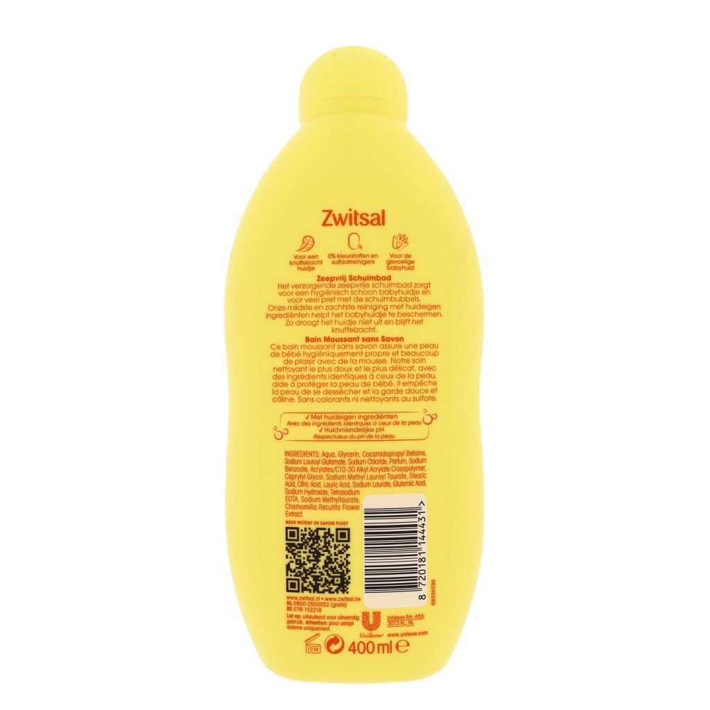 Zwitsal Zeepvrij Schuimbad 400ml - Baby Bad & Wasgel - PrijzenStorm.nl