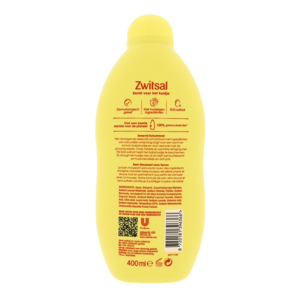 Zwitsal Zeepvrij Schuimbad 400ml - Baby Bad & Wasgel - PrijzenStorm.nl